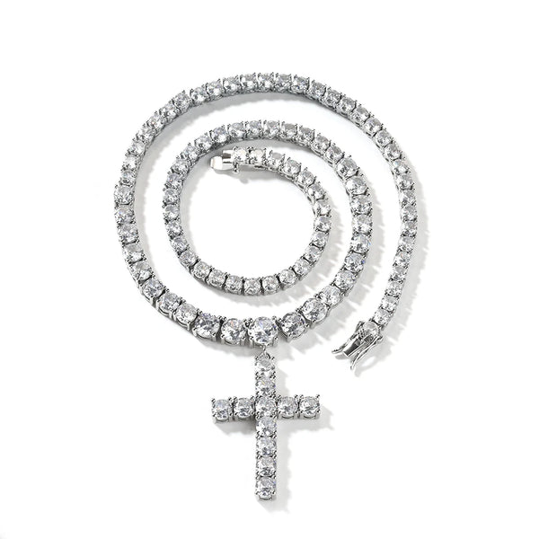 Iced Out Cross Tennis Chain