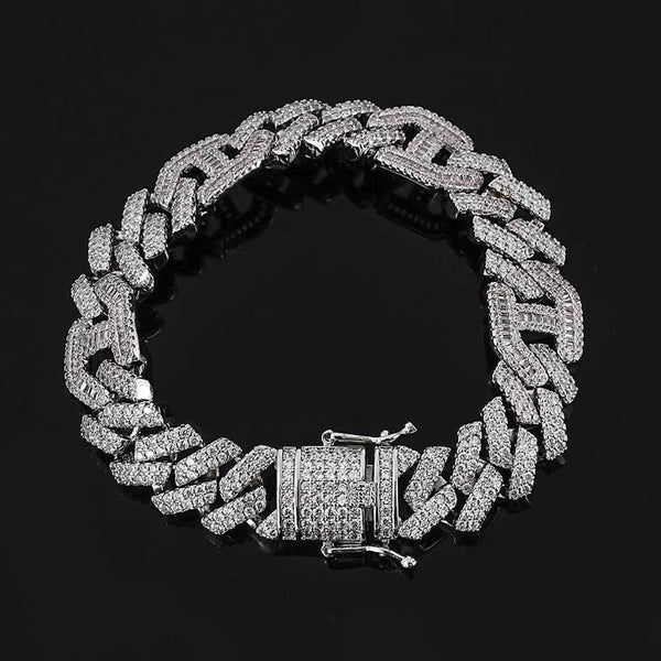 Iced Out Cuban Bracelet - Silver